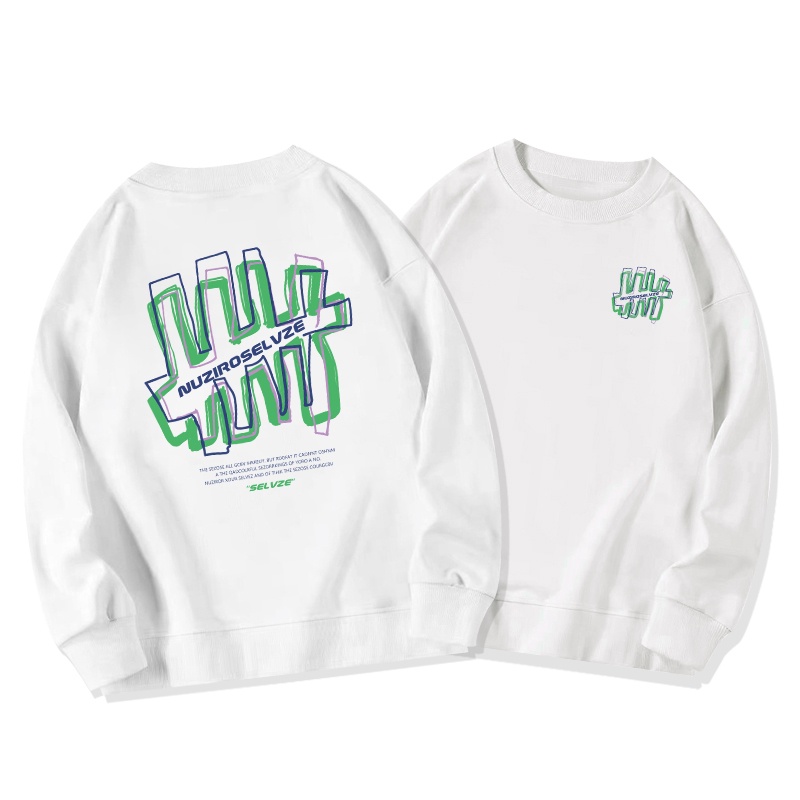 SELVZE áo sweater tay dài cổ tròn dáng rộng in họa tiết phong cách mỹ cổ điển thời trang cho nữ