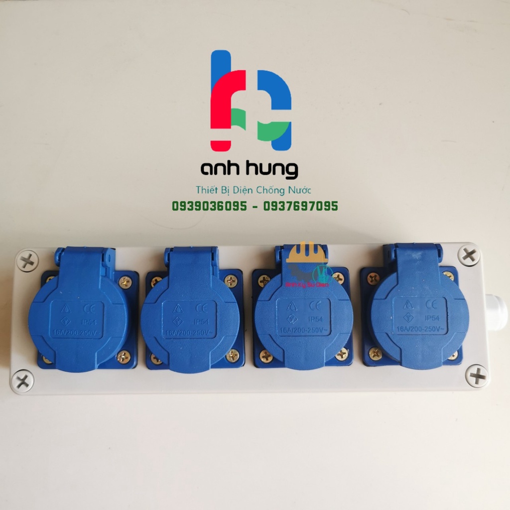 Bộ Chia Nguồn Chống Nước _ Hộp Nguồn Công Nghiệp Chống Nước Schuko 2P + E - phích cắm chân tròn chuẩn Châu Âu, Hàn Quốc