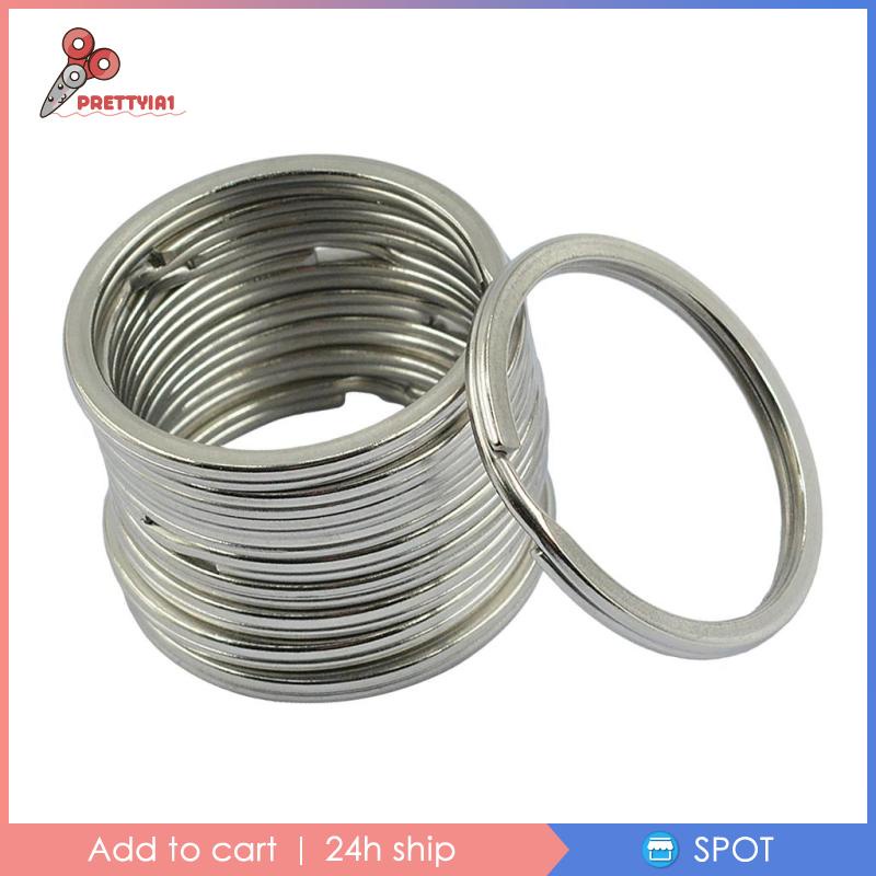 [Prettyia1] Vòng Móc Chìa Khóa Tròn Chia Ngăn Bằng Thép Không Gỉ 35Mm DIY