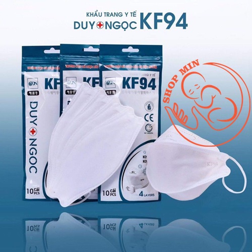 Túi 10 cái - Khẩu trang KF94 Duy Ngọc , Khẩu trang y tế 4 lớp dày dặn, Tiêu chuẩn Hàn Quốc (MB.K017B)