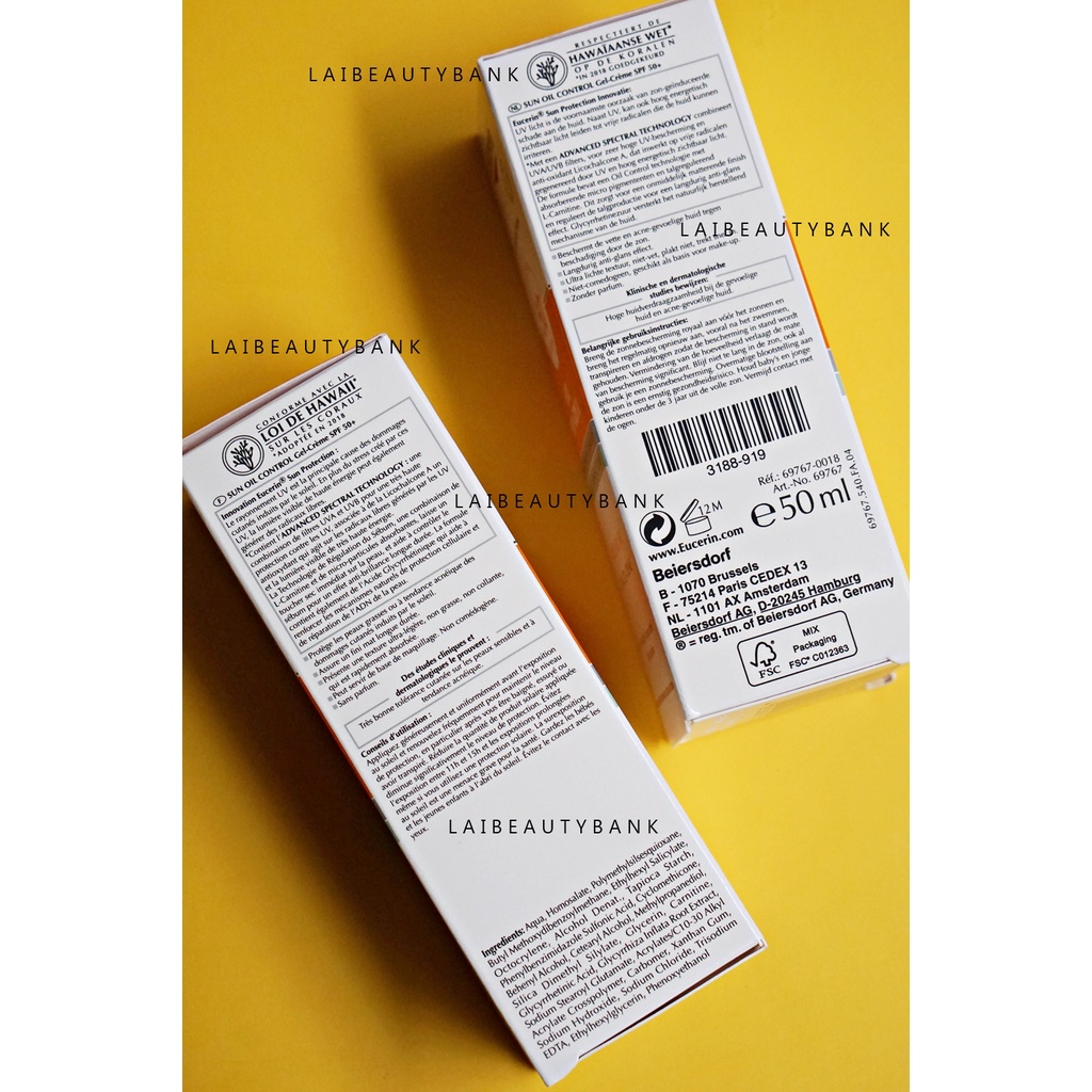 [50ml] Kem chống nắng hóa học cho da dầu mụn Eucerin Sun Gel-Creme Oil Control Dry Touch SPF 50+