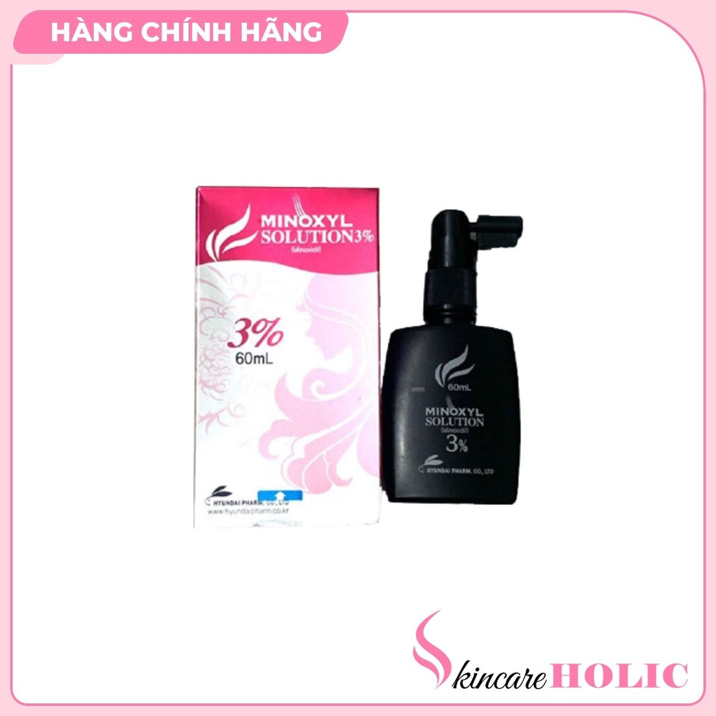 Xịt Mọc Tóc Minoxyl Solution 3% Giảm Rụng Tóc_Hói Đầu - Dung Dịch Dùng Ngoài dạng xịt_Chai 60ml