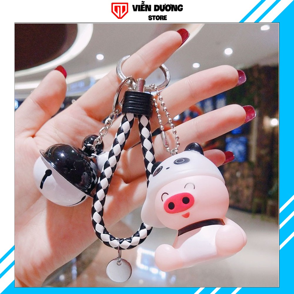 Móc Khóa Heo Đội Nón Có Lục Lạc