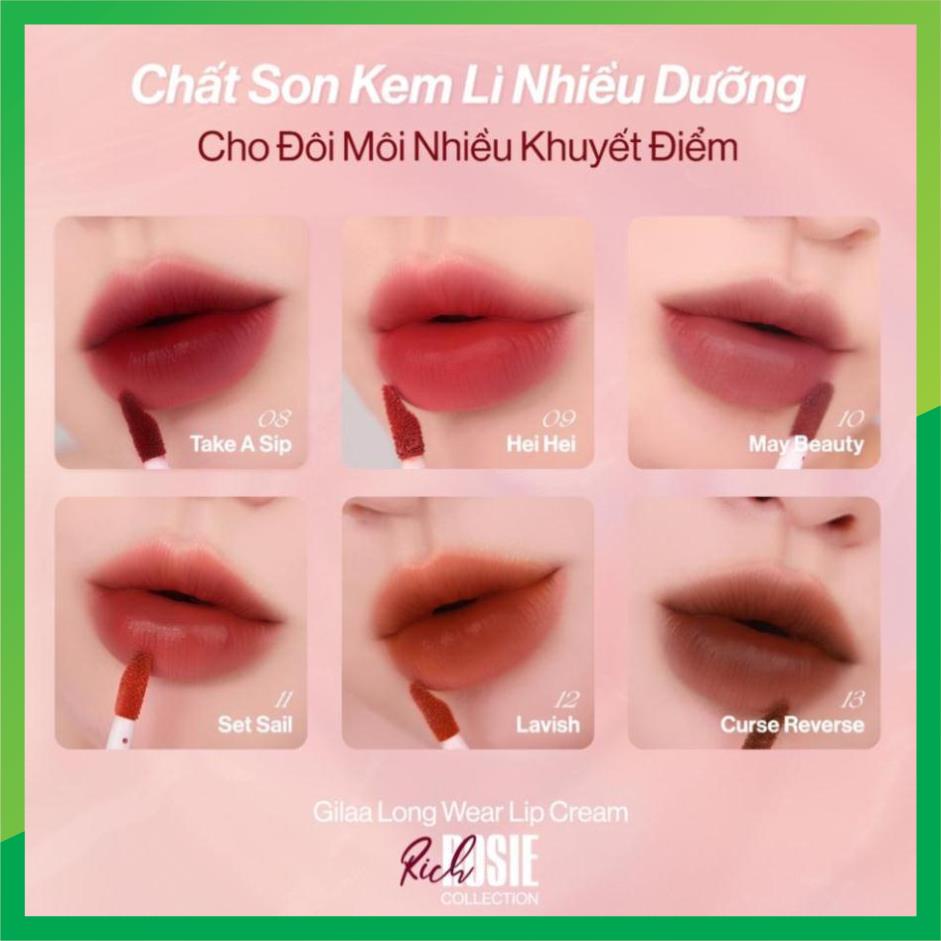 -Son kem lì Gilaa long wear lip cream  Rich Rosie Collection _hanquocmypham2022