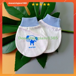 Set 2 Đôi BAO TAY Mintu cổ bo TRẮNG cho bé sơ sinh Mintuu