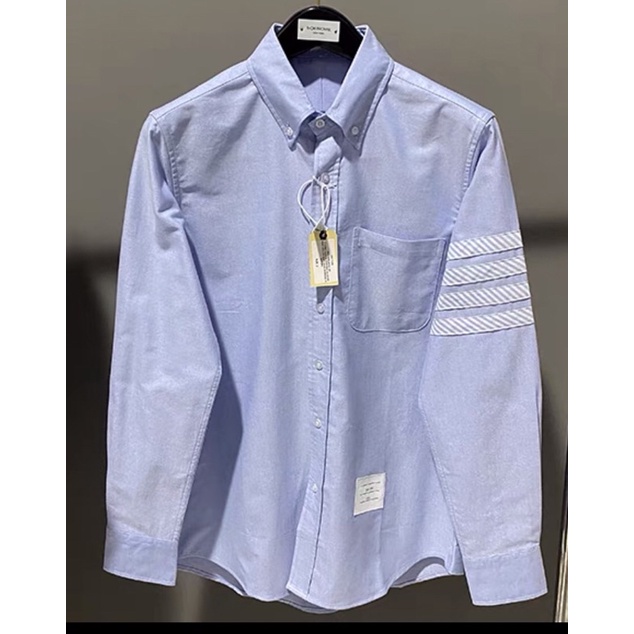 Áo sơ mi thom browne  xanh viền 4 sọc xanh sọc