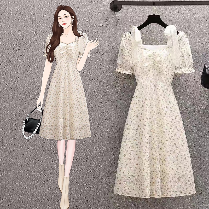 🌸Hàng Order(Sẵn M,L)🌸Váy Đầm Bigsize Hoa Nhí Đính Ngọc Ngực Thắt Dây Vai Tiểu Thư Nữ Tính🌸Hàng Quảng Châu