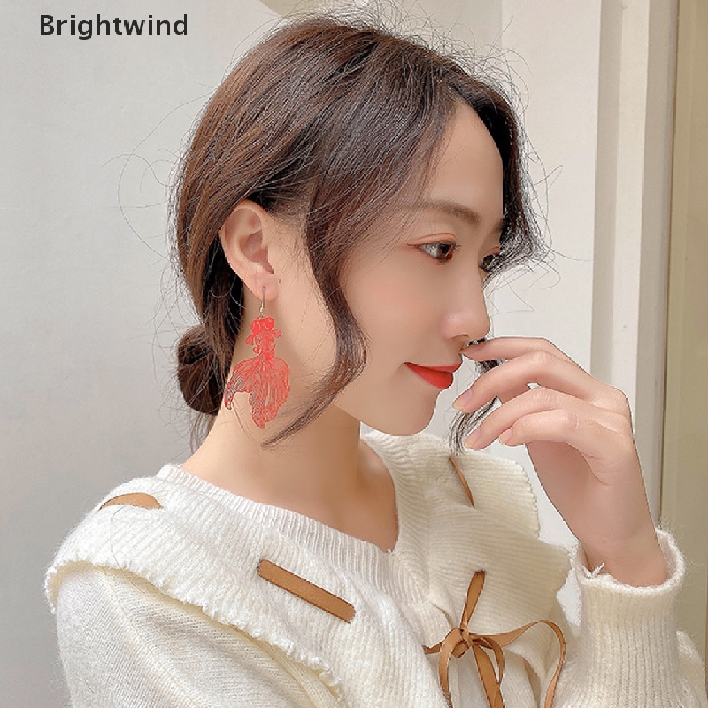 [Brightwind] Fashion Koi Earrings Pendant Hollow Goldfish Drop Earring for Women Gift Jewelry Hot Sell