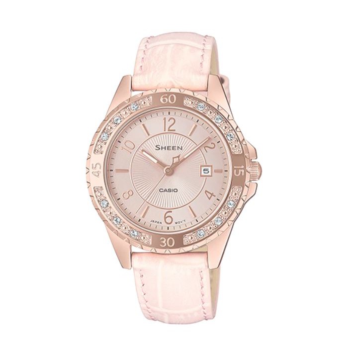 Đồng hồ nữ chính hãng Casio Sheen - SHE-4532PGL-4A đá Swarovski dây da màu hồng nude