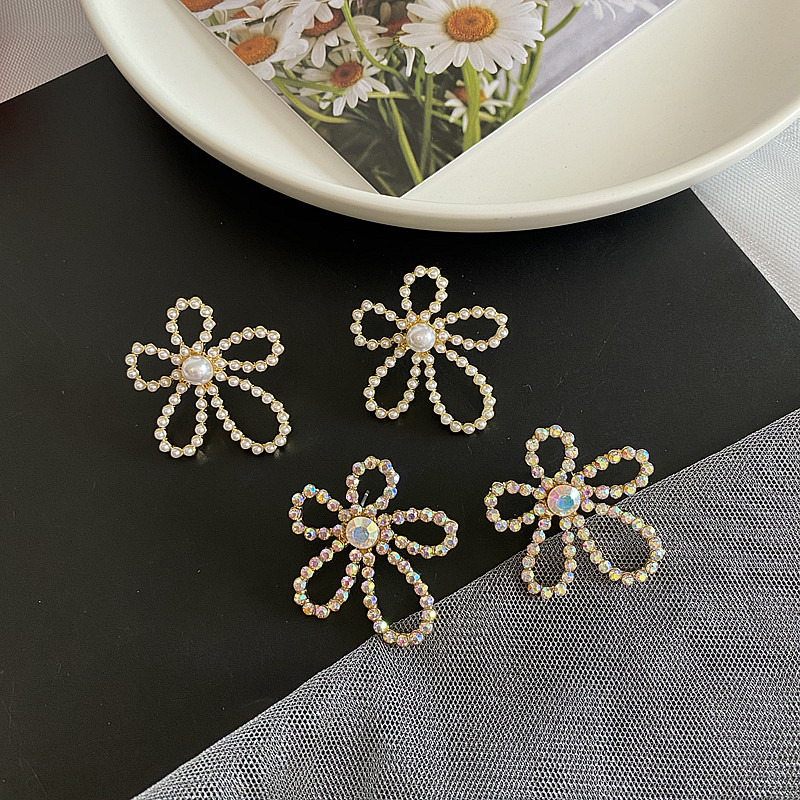 Bông Tai Mạ Bạc 925 Đính Đá Và Ngọc Trai C453 Chất Lượng Cao