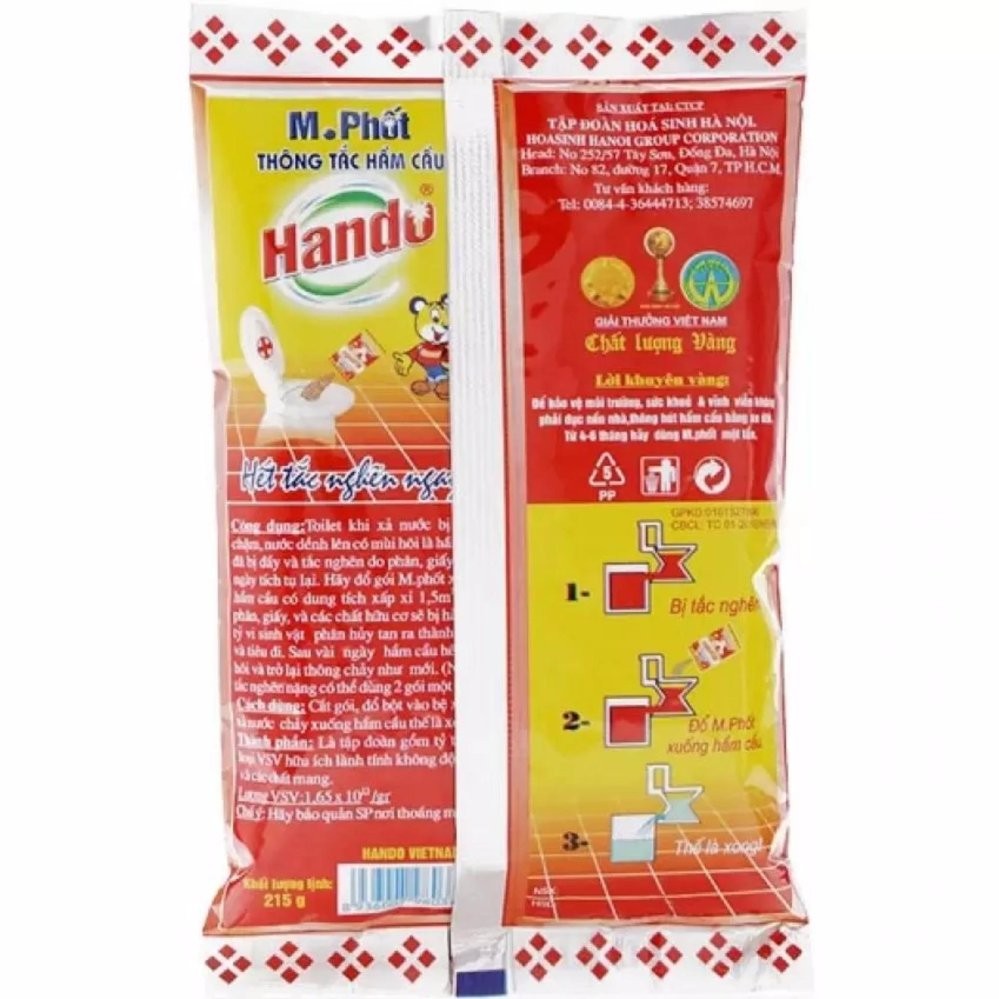 [HOT] Bô 2 gói bột thông tắc hầm cầu bể phốt Hando 215g