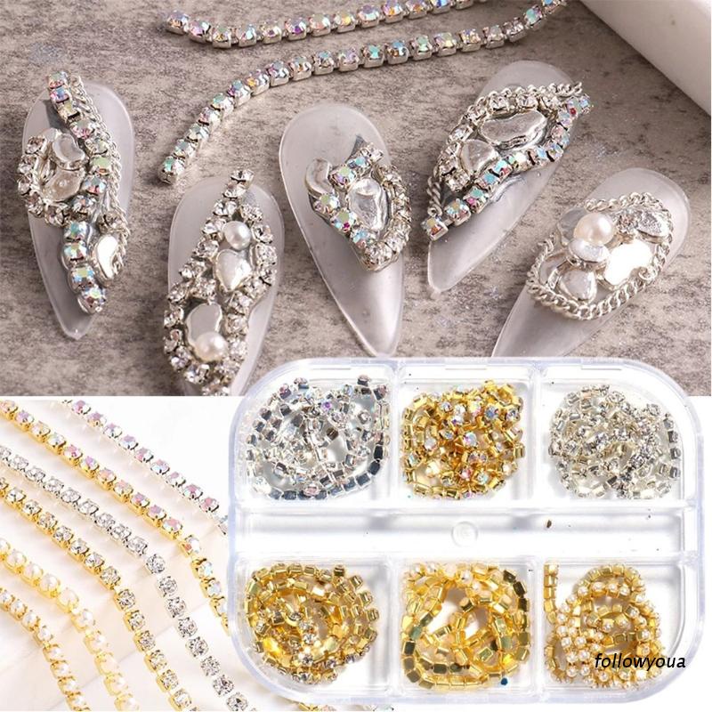 Bộ 6 Phụ Kiện Ngọc Trai Trang Trí Móng Tay 3D DIY