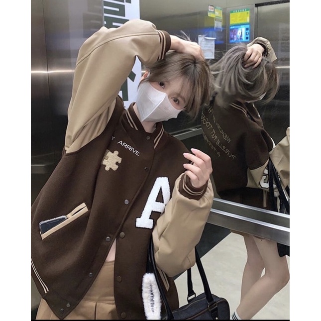 Áo khoác varsity nâu
