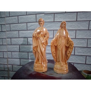 28. Bộ tượng Thánh Giuse và Mẹ Maria giả gỗ cao 30 cm