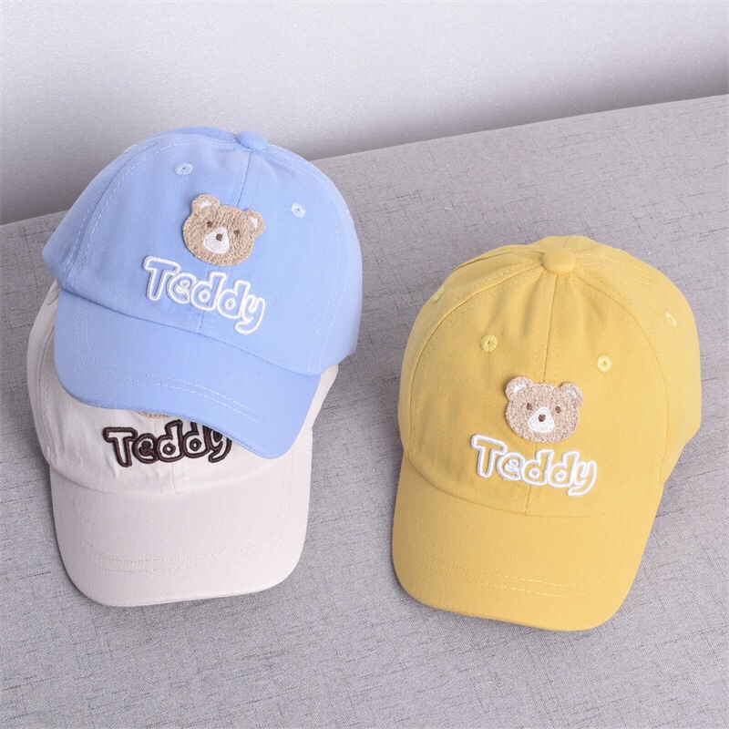 Mũ nón lưỡi trai gấu Teddy cho bé 1-5 tuổi có thể chỉnh vòng đầu