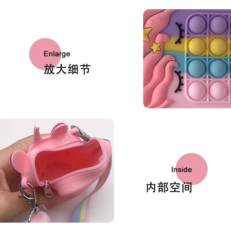 Túi đựng tiền xu kiêm đồ chơi bóp bong bóng silica gel đơn giản nhiều màu và hình dạng tùy chọn cho trẻ em và bạn gái