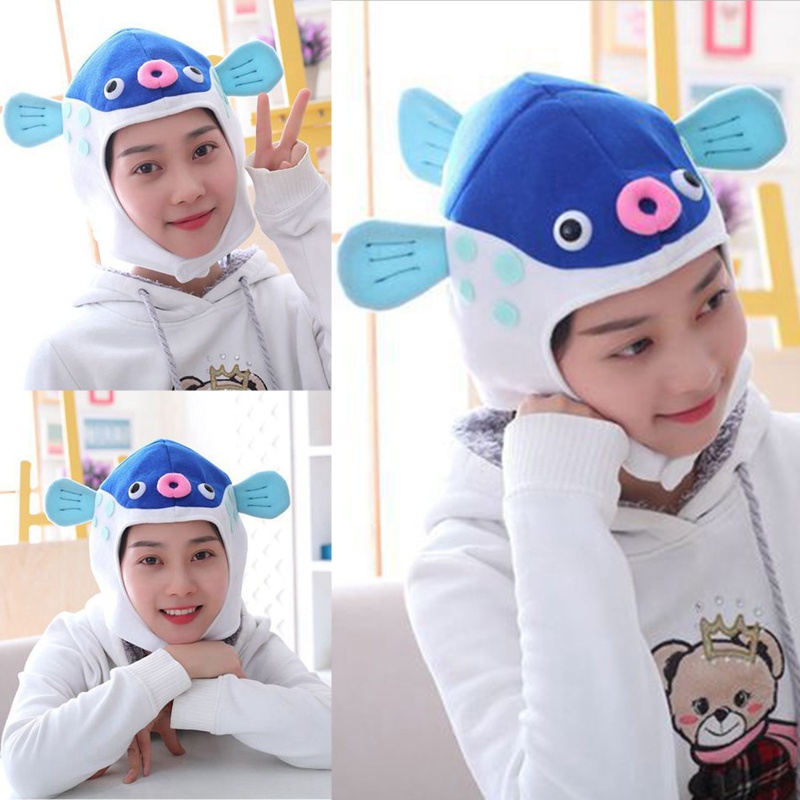 Mũ Nhồi Bông Hình Cá Hoạt Hình 3D Hóa Trang Halloween Cho Người Lớn