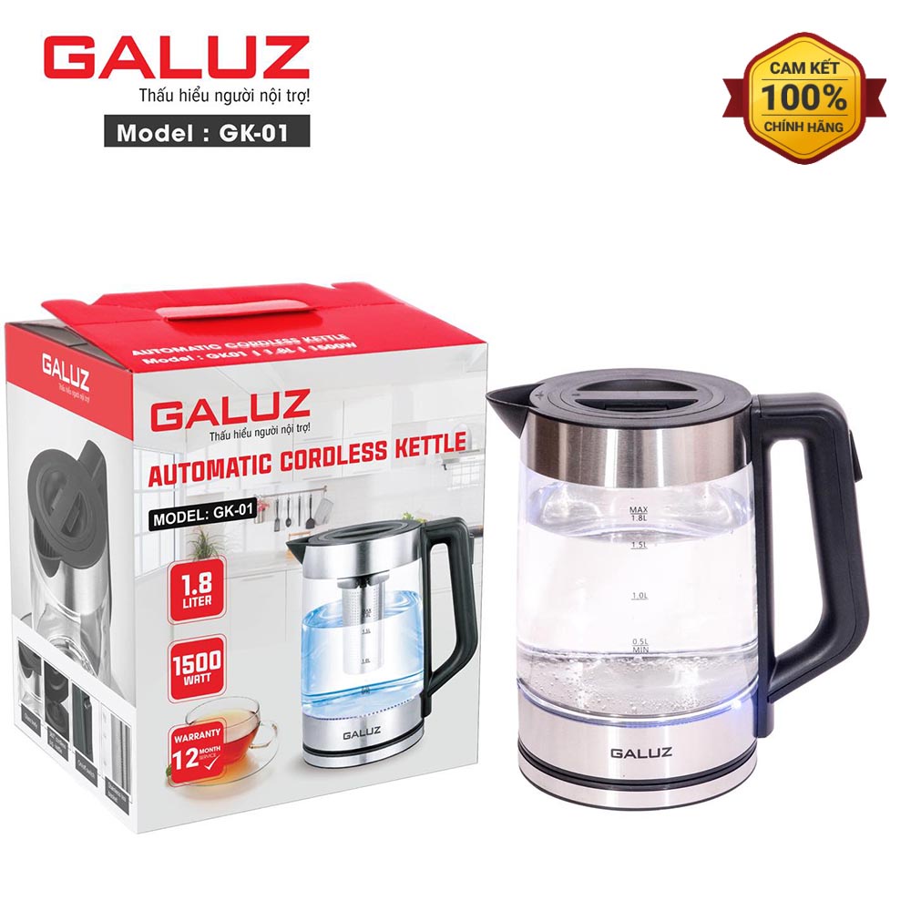 [Mã ELHADEV giảm 4% đơn 300K] Ấm điện đun nước Galuz GK-01 dung tích 1.8L