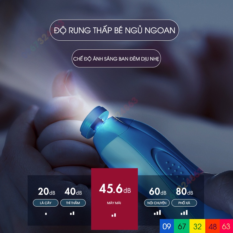 Máy mài móng, cắt móng tay chân cho bé chạy pin an toàn không gây tiếng ồn có 6 đầu thay dùng được cho cả gia đình