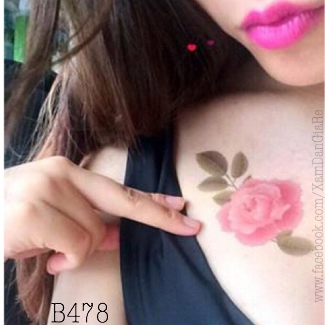 Xăm dán Tattoo hoa lá B478