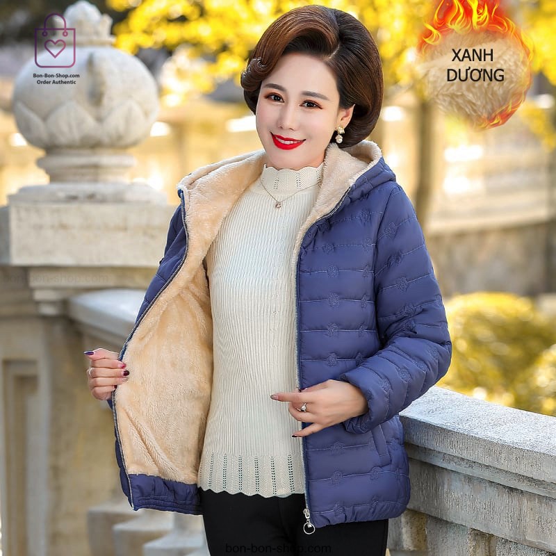 Áo Khoác Lót Bông Dành Cho Các Bà Các Mẹ Trung Niên Cực Ấm