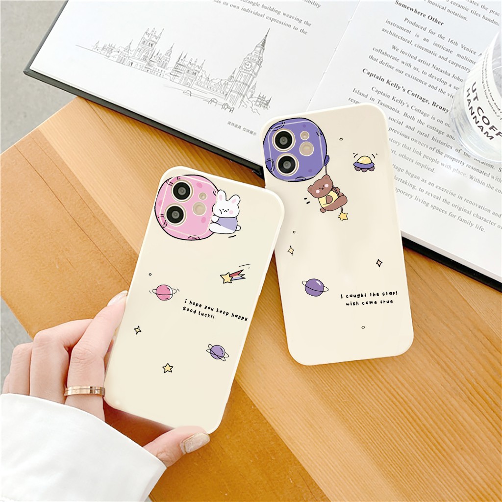 Ốp iphone Gẫu Thỏ bóng bảo vệ cam cạnh vuông ip 11 7plus 6plus x xr xsmax 11 12pro 12promax 13promax e99