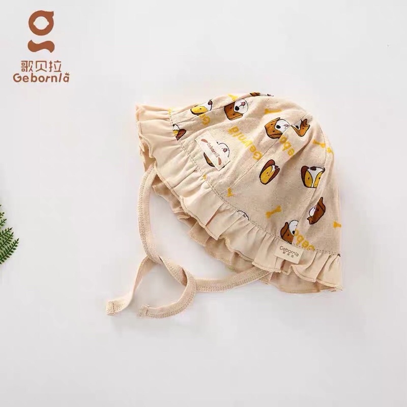 Mũ cho bé gái 0-1 tuổi mũ beanie trùm đầu ORGANIC 100% COTTON HỮU CƠ TỰ NHIÊN cực kỳ xinh xắn ( dày )