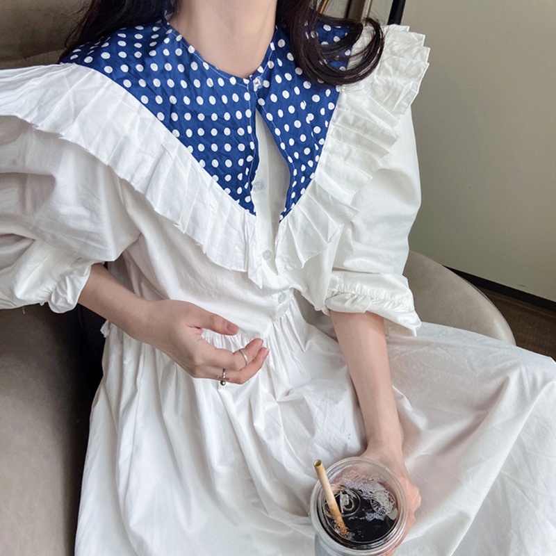 Cổ áo giả vải chiffon in họa tiết hoa dáng ngắn phối bèo thời trang lolita ngọt ngào cho nữ vào mùa hè | BigBuy360 - bigbuy360.vn