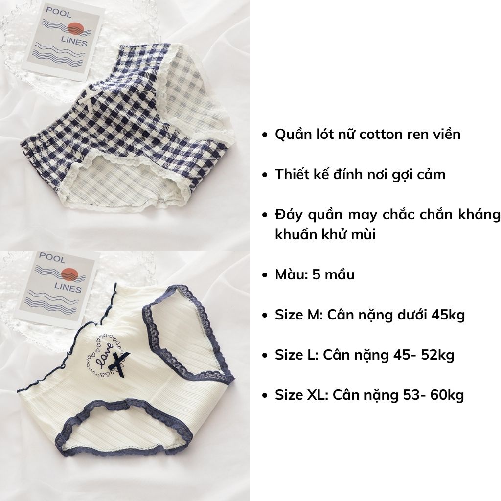 Quần lót nữ cotton cao cấp kháng khuẩn, Quần chíp nữ họa tiết dễ thương đáng yêu LANIXA L396