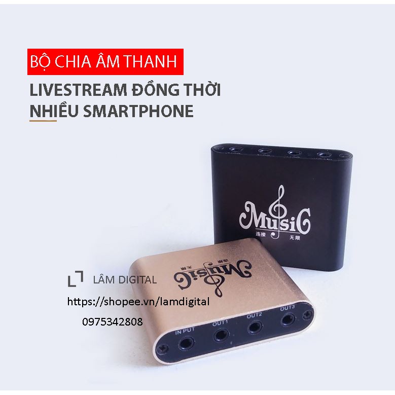 Bộ chia tín hiệu âm thanh livestream nhiều điện thoại