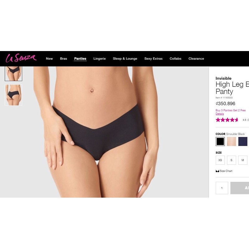 Quần lót nữ không hằn invisible lasenza size M mông 95-100cm