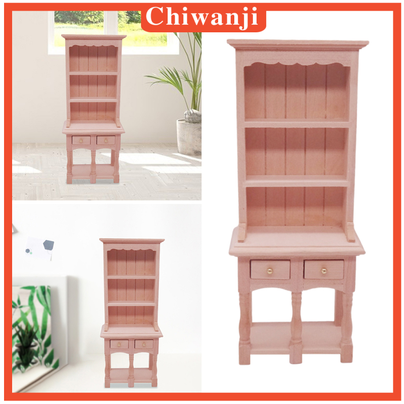 [CHIWANJI]Wood Doll House Miniature Storage Shelf Doll Tiny Living Room DIY Decoration