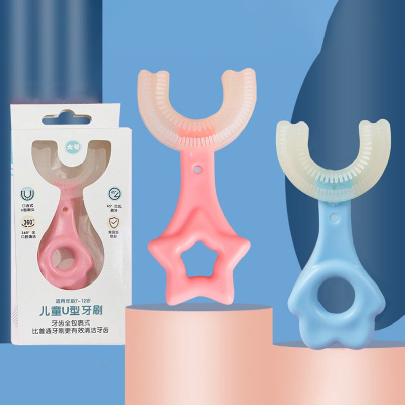 Bàn Chải Đánh Răng Đầu Chữ U 360 Độ Bằng Silicon Mềm Cho Bé