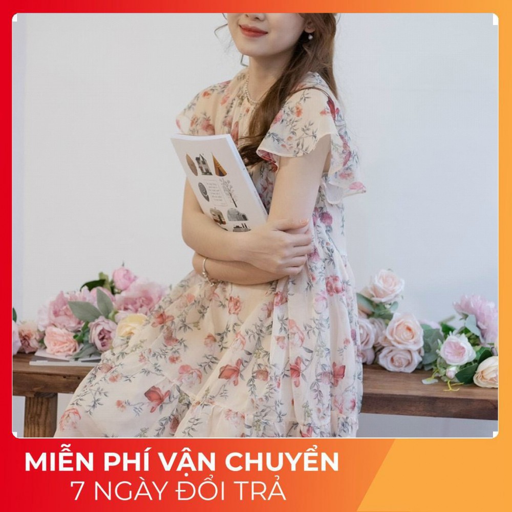 Váy Hoa Xuông Tay Bèo Cực Xinh Đi Đám Cưới NYC Thì...[ 𝐅𝐑𝐄𝐄 𝐒𝐇𝐈𝐏 ] Chất Von Lụa Mềm Đẹp Hàng May Kỹ Lót 2 Lớp Dễ Mặc