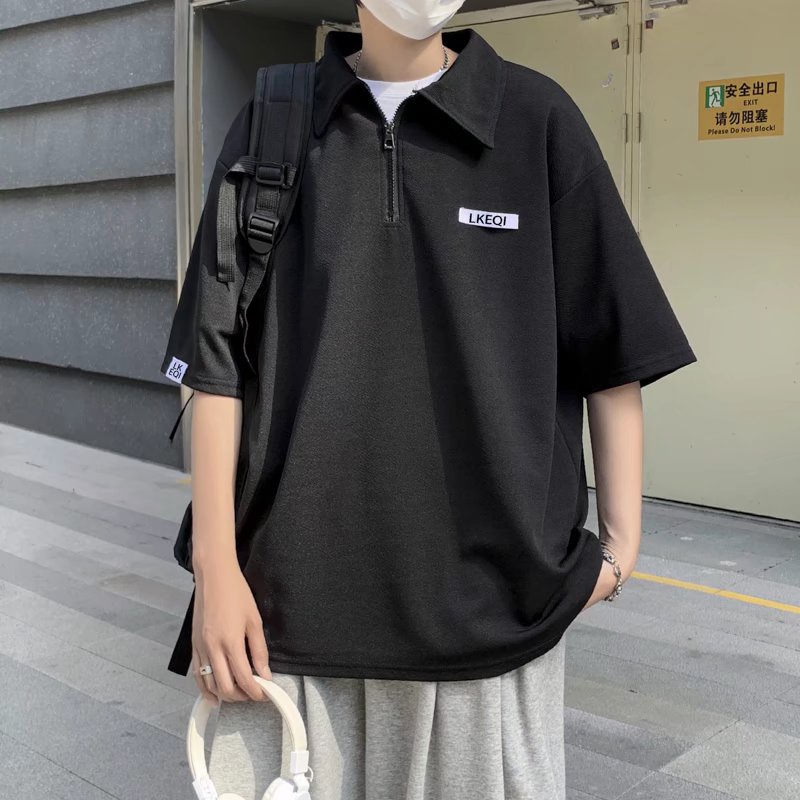 Áo polo Tay Ngắn Cổ Bẻ Chất Liệu Cotton In Họa Tiết Phong Cách Hàn Quốc Cho Cặp Đôi