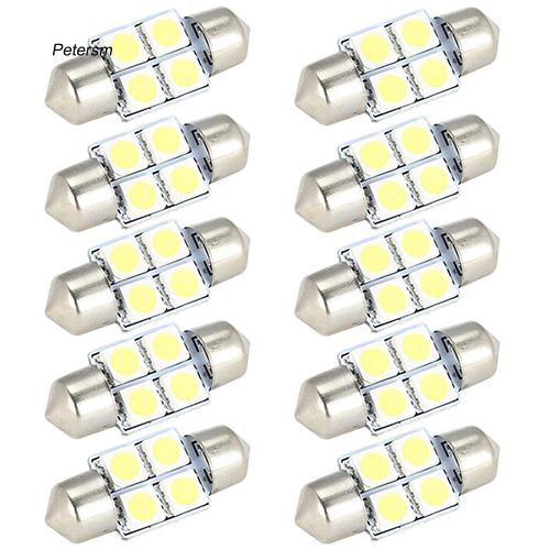 Set 2 đèn LED xe ô tô 31mm 4 SMD 5050 DC 12V sáng trắng tiện dụng chất lượng cao