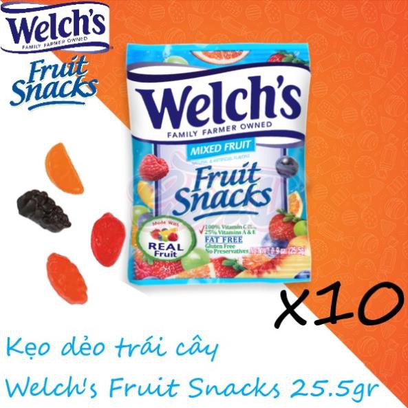 Combo 10 gói kẹo dẻo trái cây Welch's Fruit Snacks (25.5gr/ gói)