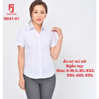Áo sơ mi thái hòa tay ngắn màu trắng trơn n047-01 và n740-01