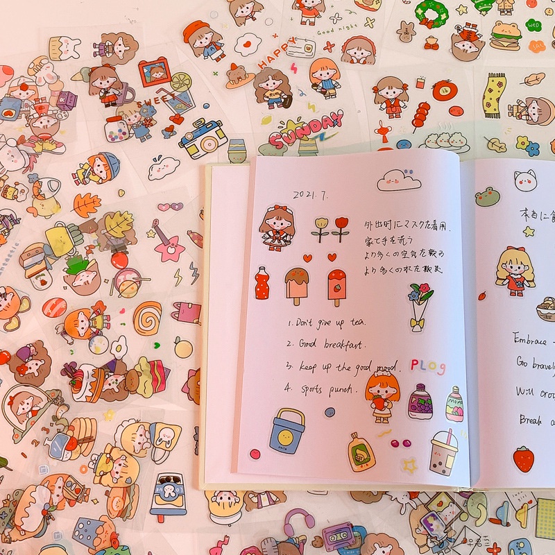 Sticker cute trang trí dán tập vở, bình nước, bút nước