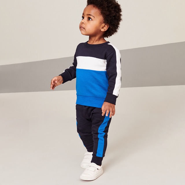 Bộ nỉ bông Little Maven xanh cô ban 2-7Y