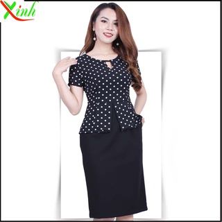 Đầm peplum chấm bi gọn dáng DL467 ThoiTrangXinh