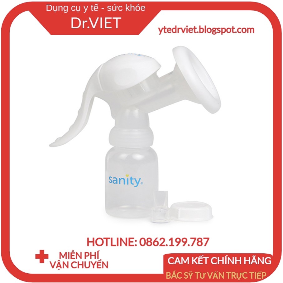 Xi lanh hút sữa cơ chính hãng Sanity AP-154AM, được làm bằng chất liệu cao cấp, không BPA, cực kỳ an toàn