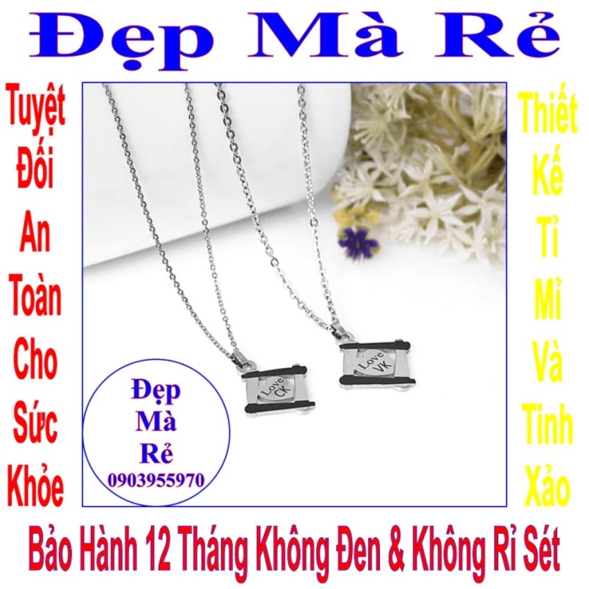 ( Tặng 1 lắc tay ) Dây chuyền đôi đẹp hình trái tim khắc chữ Love CK / Love Vk - Cam kết 1 đổi 1 nếu hoen , gỉ sét