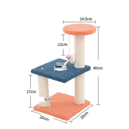 Trụ cào móng mèo (Cattree) 3 tầng có nệm và đồ chơi