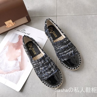 Slip-on đế cói dạ Tweed