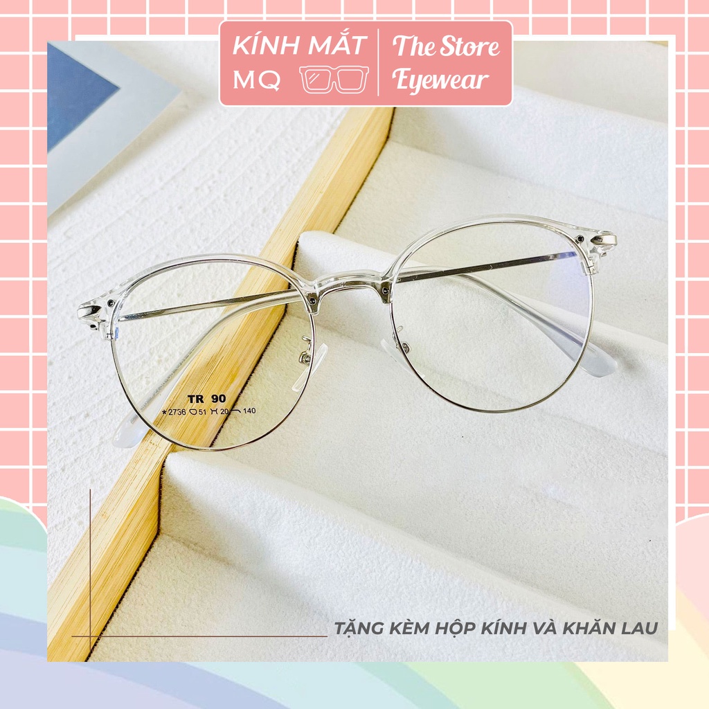 Gọng kính nam nữ dáng Clubmaster nhiều màu Siêu hot 2736 có thể lắp cận - Kính Mắt Five Minutes
