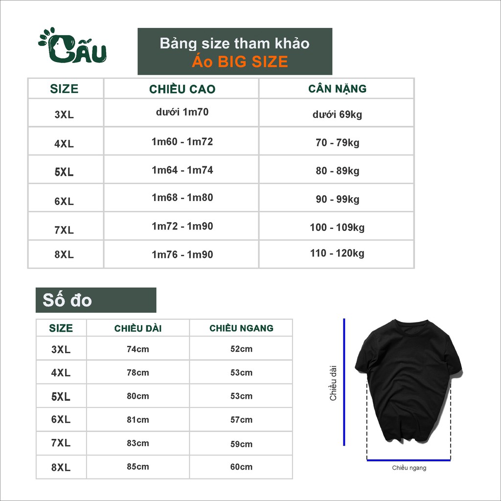 Áo thun Big Size GẤU 194 vải coton mềm mịn, co dãn 4 chiều, form regular fit Bigsize sang chảnh