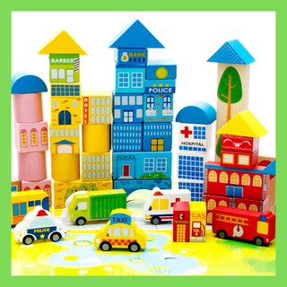 Đồ Chơi Gỗ Mô Hình Thành Phố Thu Nhỏ Bằng Gỗ ,Có tranh ghép nền-Giúp bé tăng khả năng sáng tạo-Rèn luyệnsự khéo léo