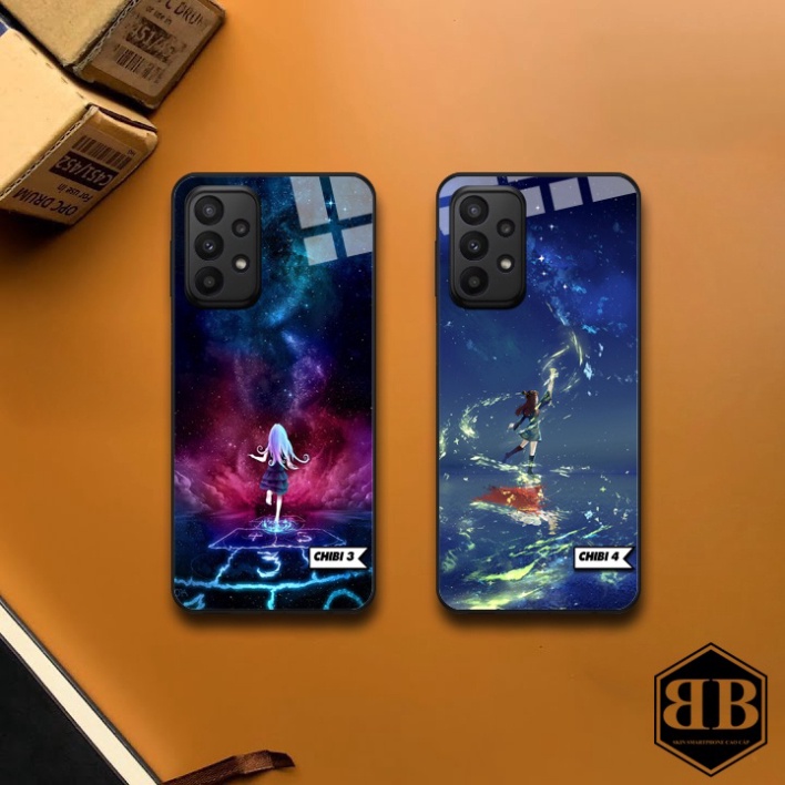 Ốp lưng kính cường lực Samsung Galaxy A23 hình chibi