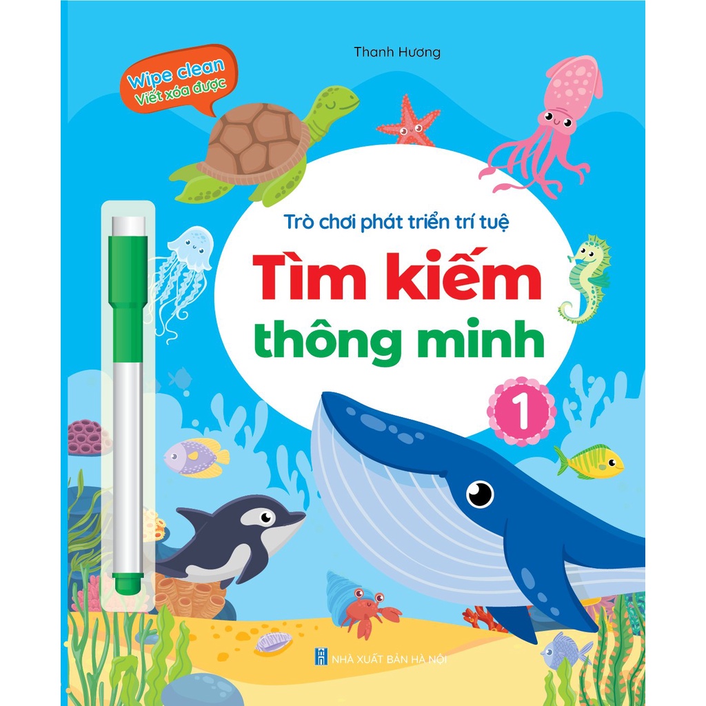 Sách - Wipe clean - Viết xóa trò chơi nối số tìm kiếm thông minh - tặng kèm 2 bút-  bộ 4 cuốn cho bé từ 2-6 tuổi
